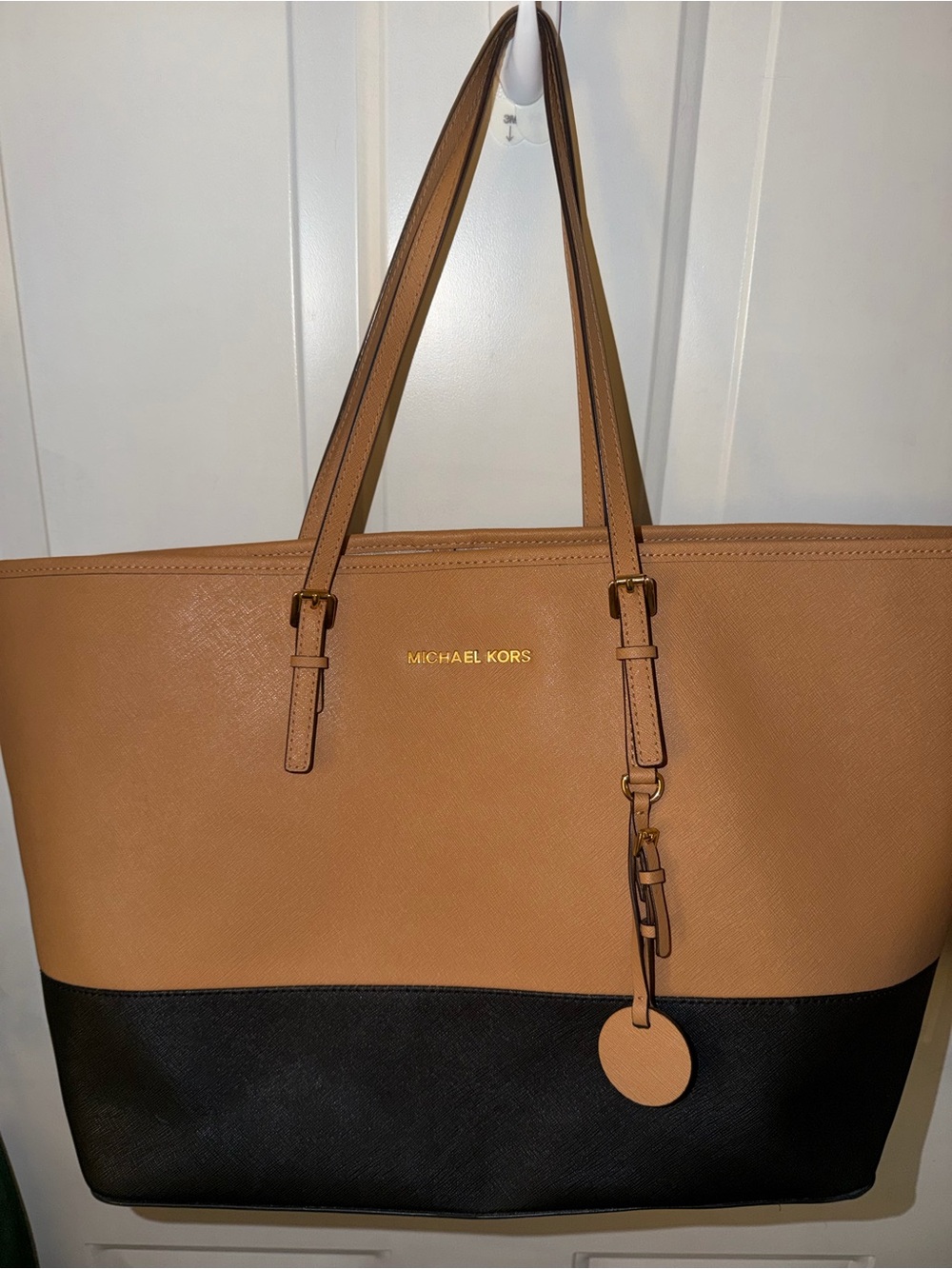 Michael Kors Camel Saffiano Leather Tote with Gold Hardware - Picture 13 of 16